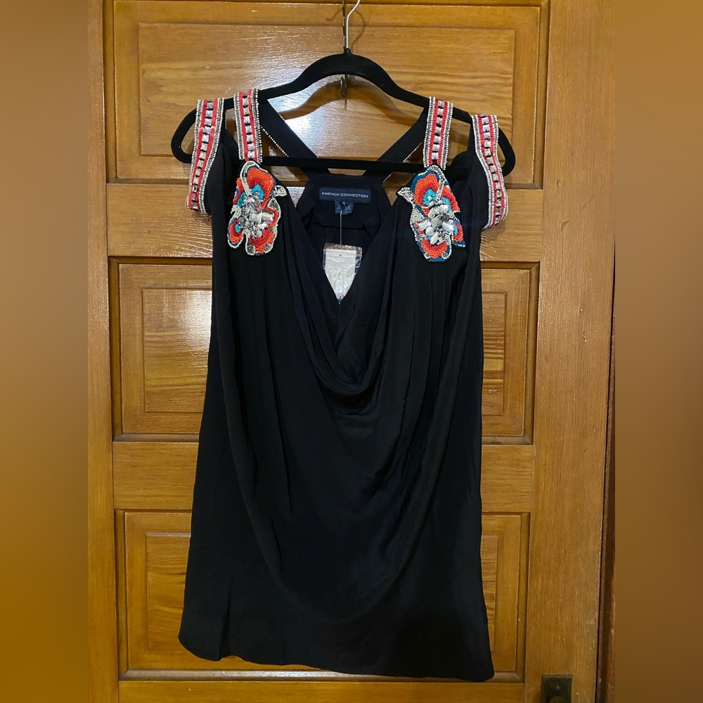 Beaded French Connection mini dress, size 8. With Tags